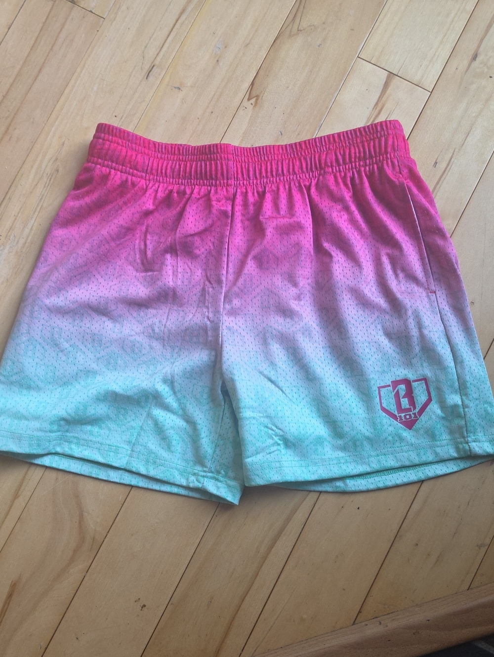 Boys Baseball Lifestyle 101 Pink to Teal Athletic Shorts
